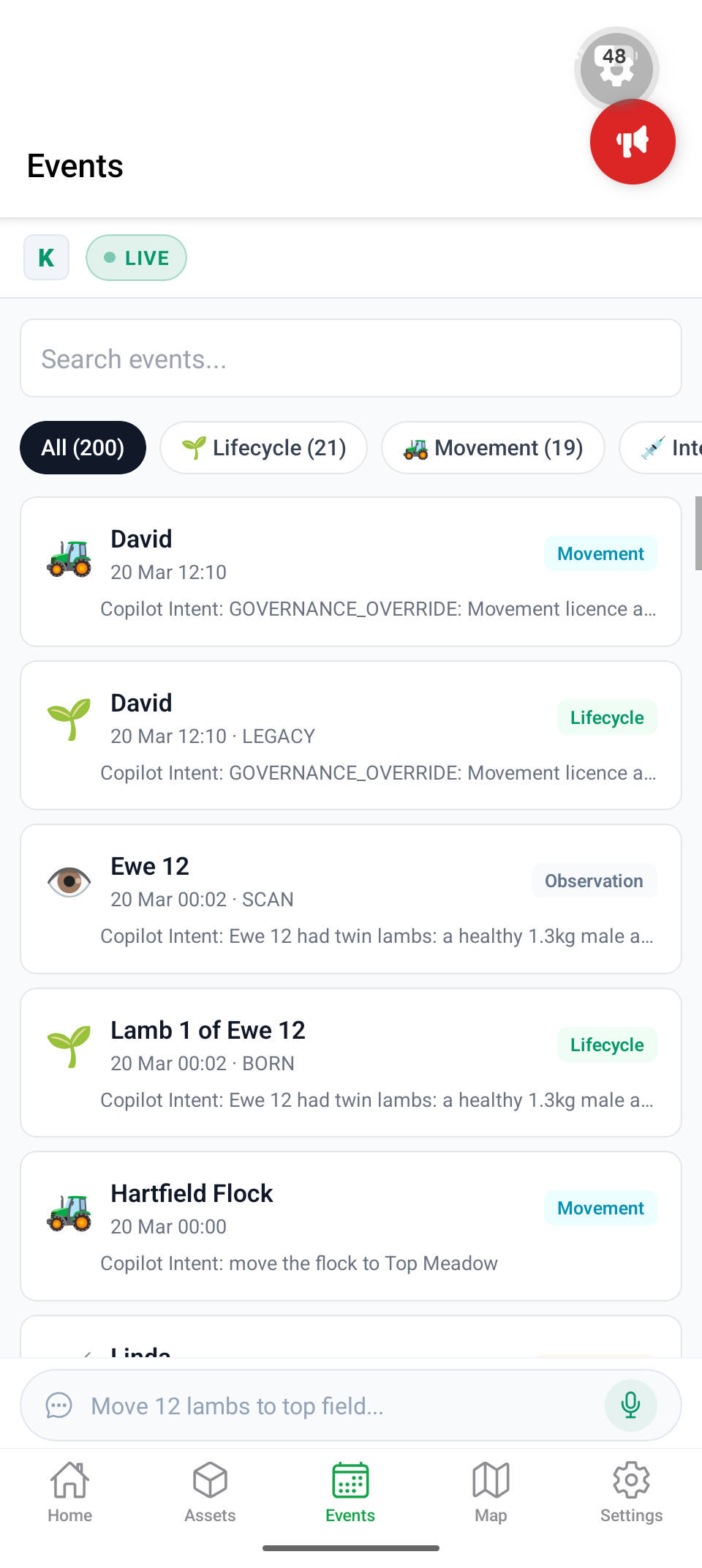 Event timeline